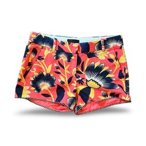 J. Crew Shorts Women's Hibiscus Floral Shorts Size 0 Orange Blue Yellow